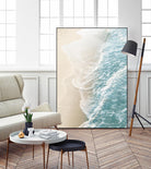 Soft Teal Gold Ocean Dream Waves #1  by Anita's & Bella's Art on GIANT ART - beige coastal sand