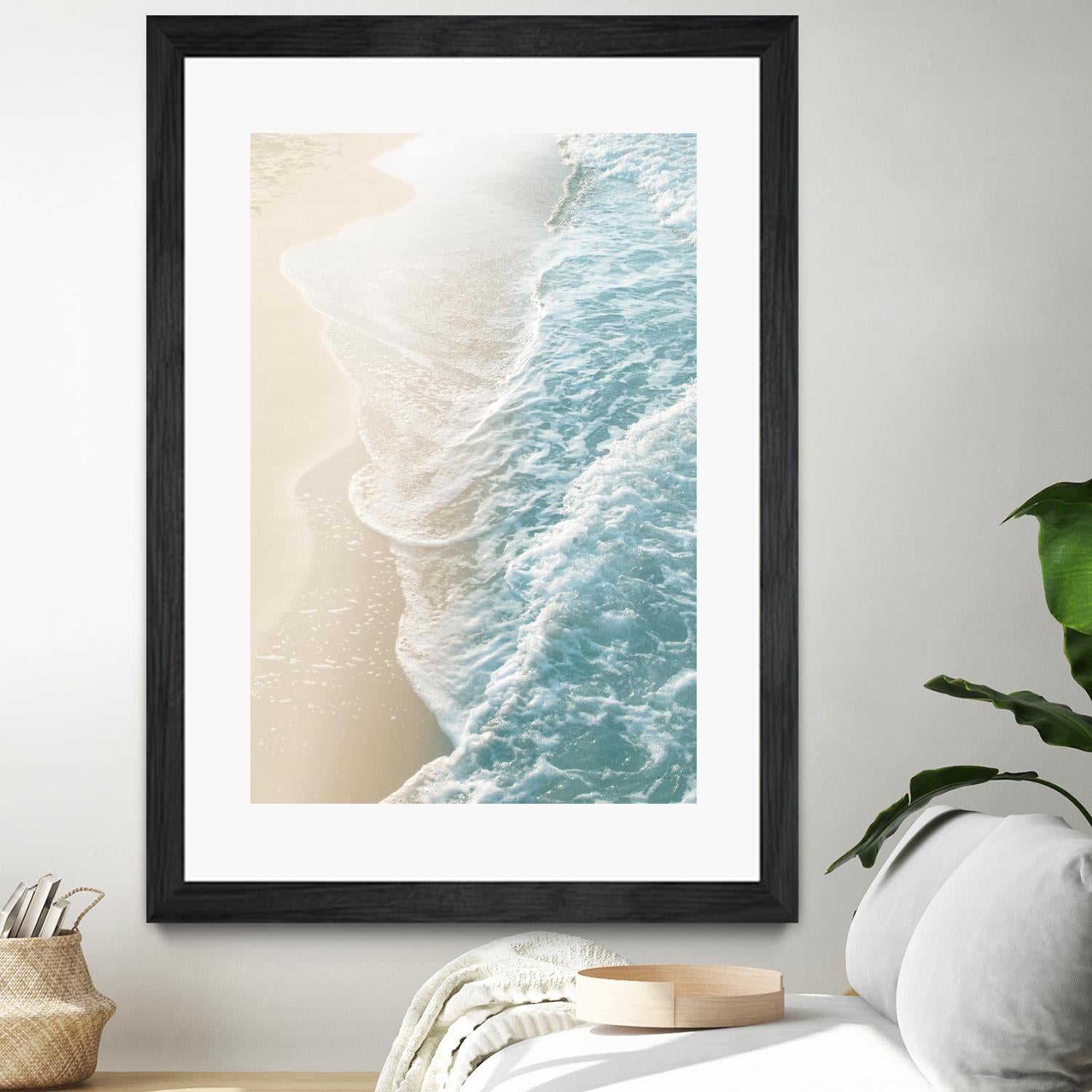 Soft Teal Gold Ocean Dream Waves #1  by Anita's & Bella's Art on GIANT ART - beige coastal sand