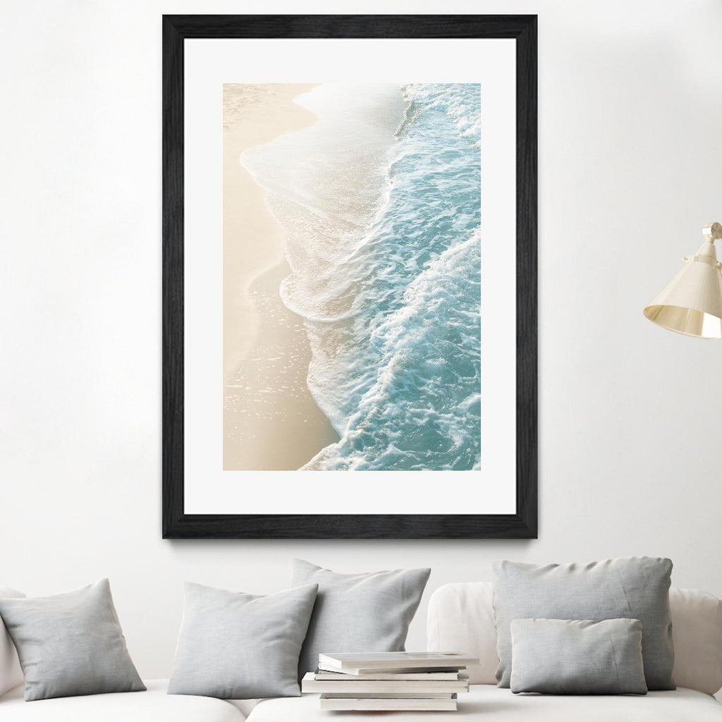 Soft Teal Gold Ocean Dream Waves #1  by Anita's & Bella's Art on GIANT ART - beige coastal sand