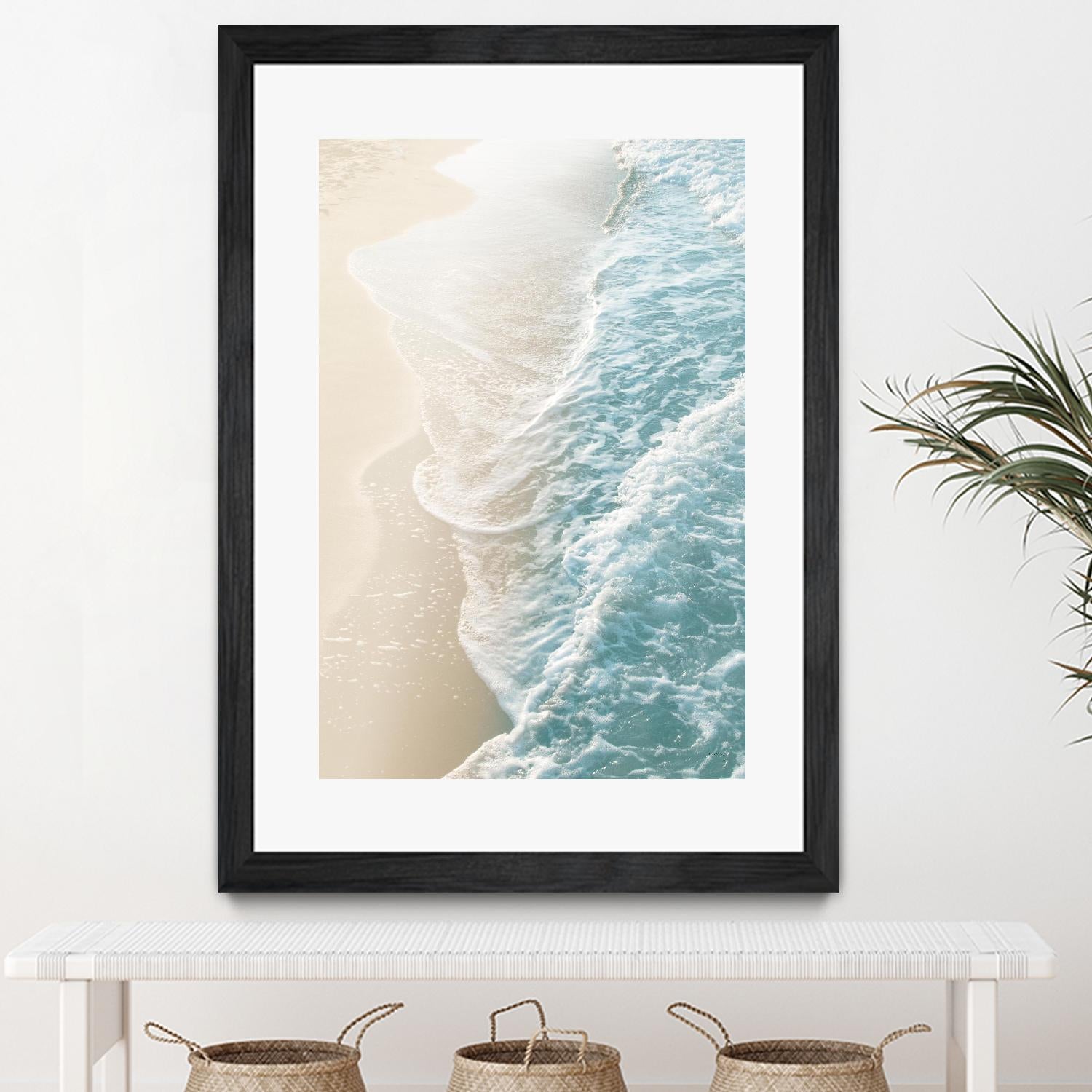 Soft Teal Gold Ocean Dream Waves #1  by Anita's & Bella's Art on GIANT ART - beige coastal sand