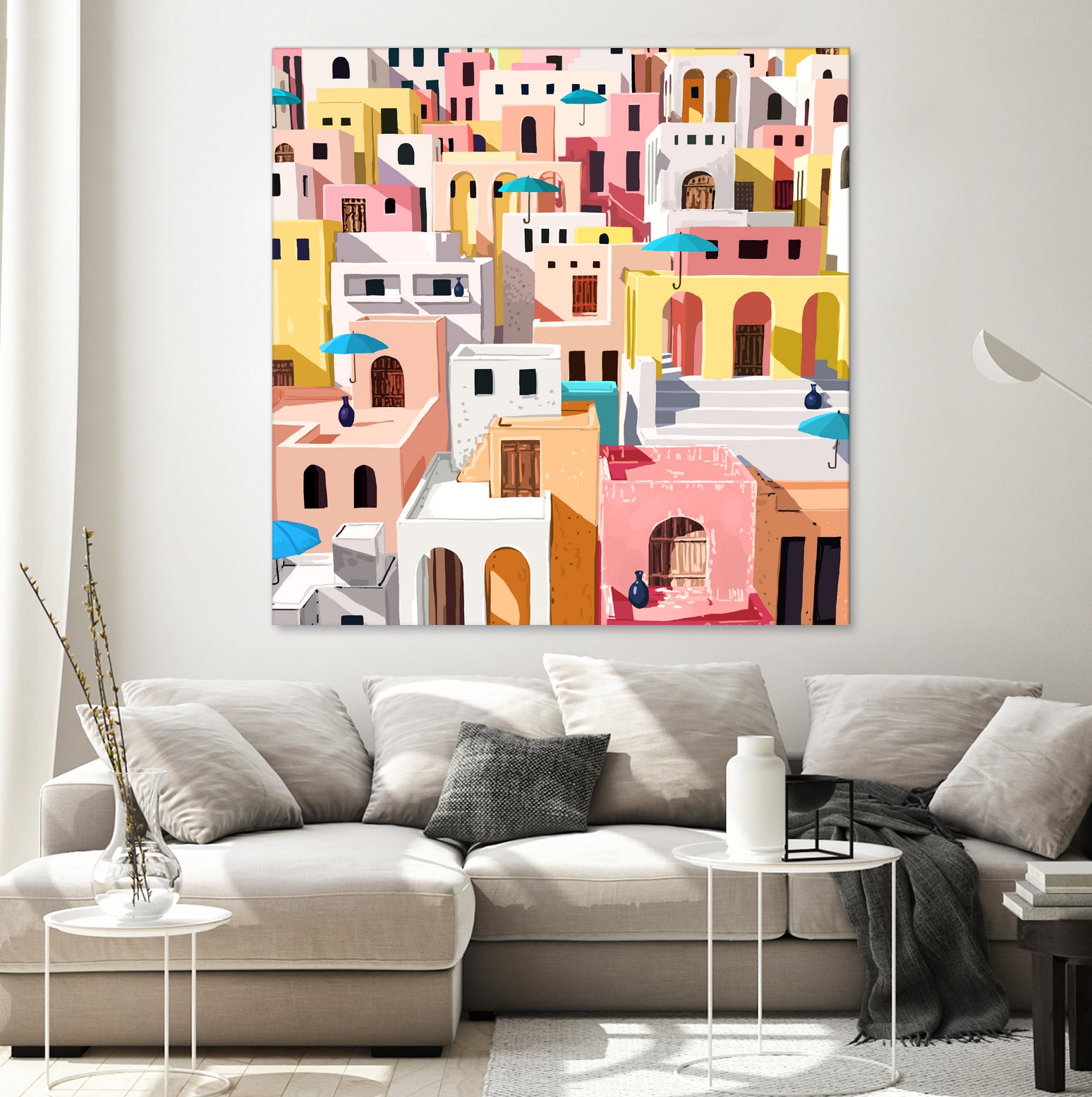 Pastel Cityscape by 83 Oranges on GIANT ART - pink digital greece