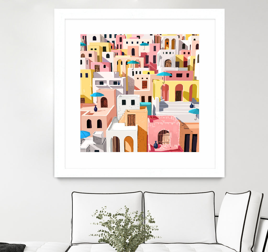 Pastel Cityscape by 83 Oranges on GIANT ART - pink digital greece