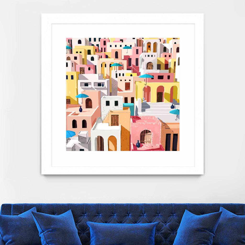 Pastel Cityscape by 83 Oranges on GIANT ART - pink digital greece