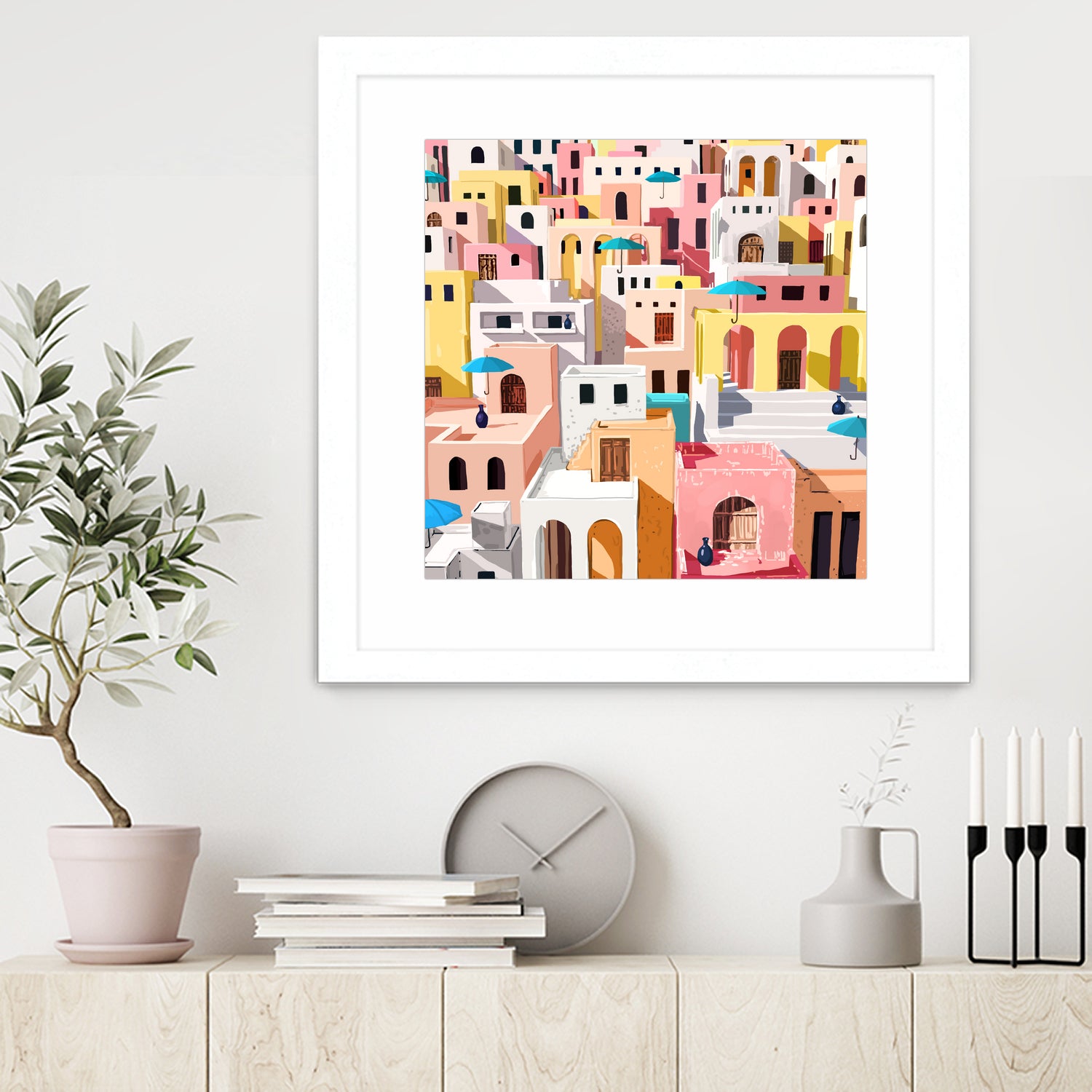 Pastel Cityscape by 83 Oranges on GIANT ART - pink digital greece