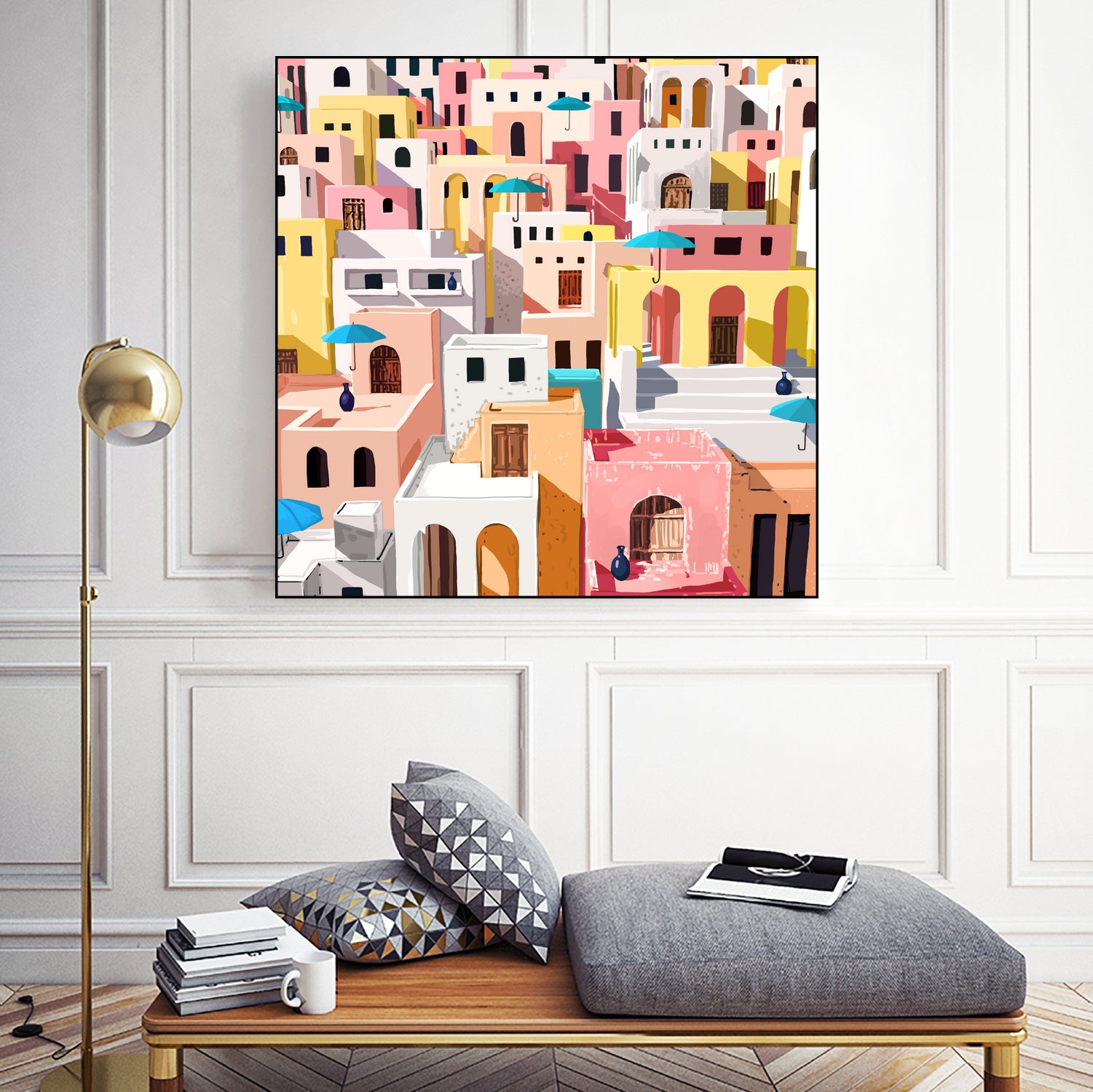 Pastel Cityscape by 83 Oranges on GIANT ART - pink digital greece