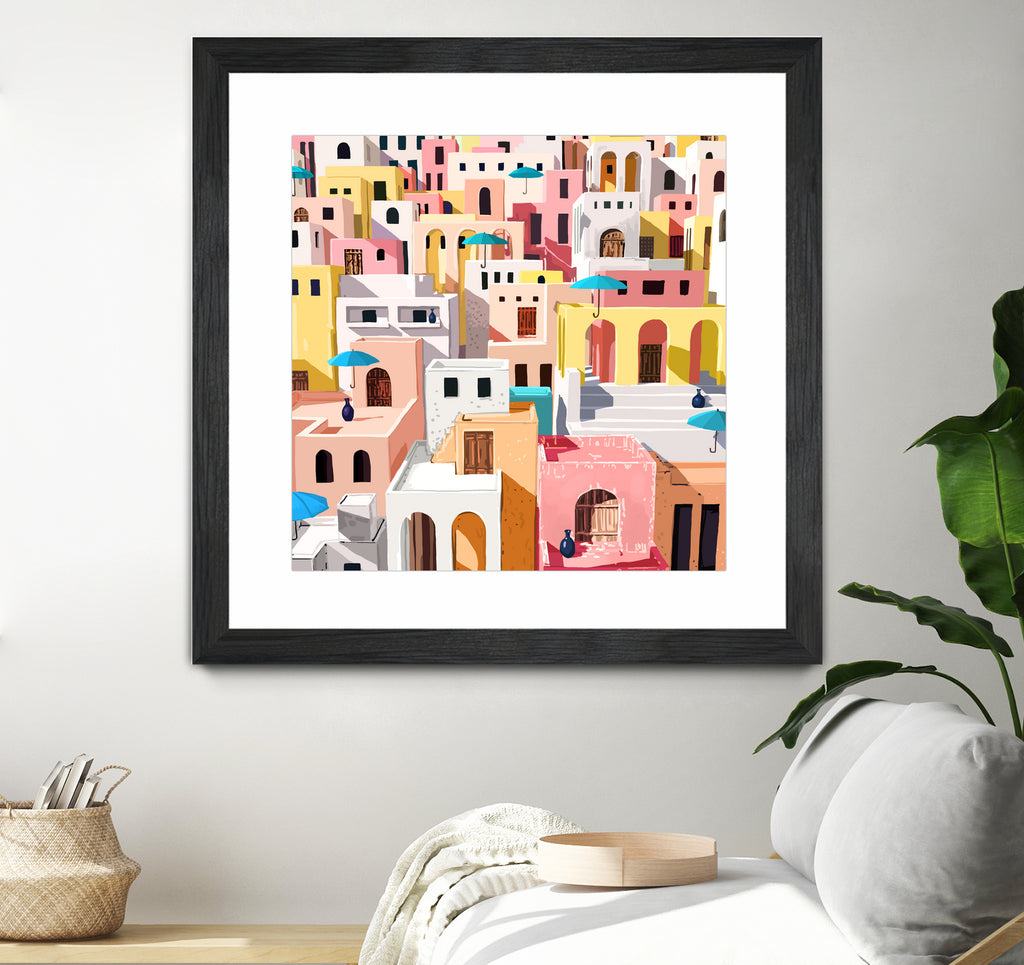 Pastel Cityscape by 83 Oranges on GIANT ART - pink digital greece