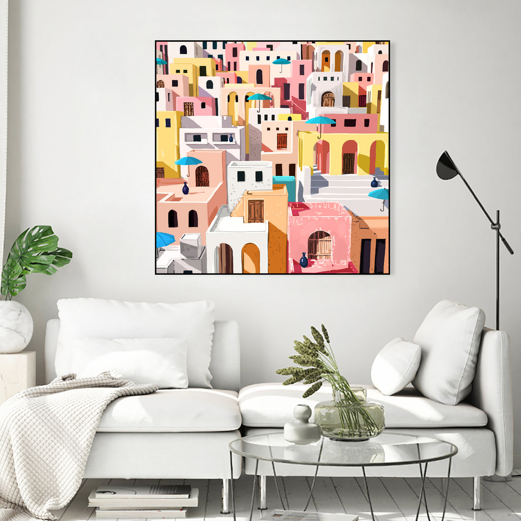 Pastel Cityscape by 83 Oranges on GIANT ART - pink digital greece