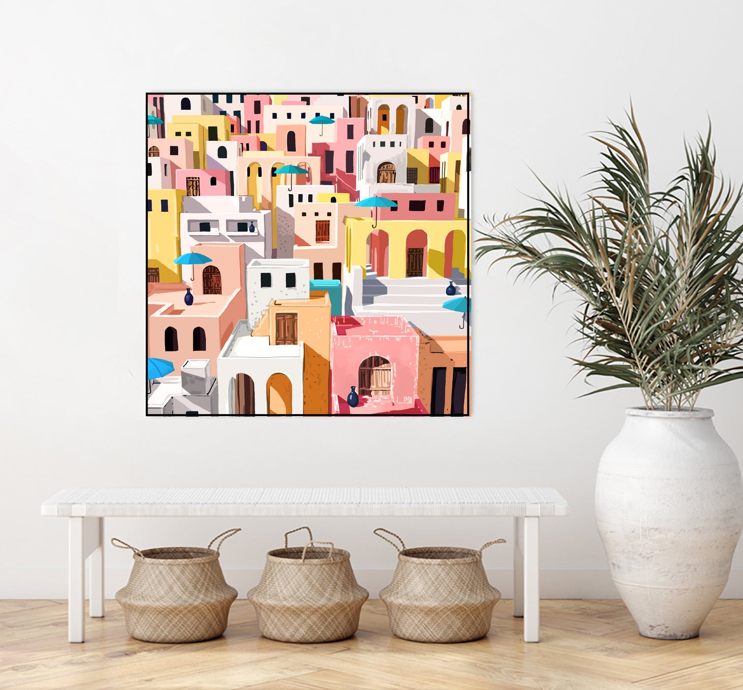 Pastel Cityscape by 83 Oranges on GIANT ART - pink digital greece