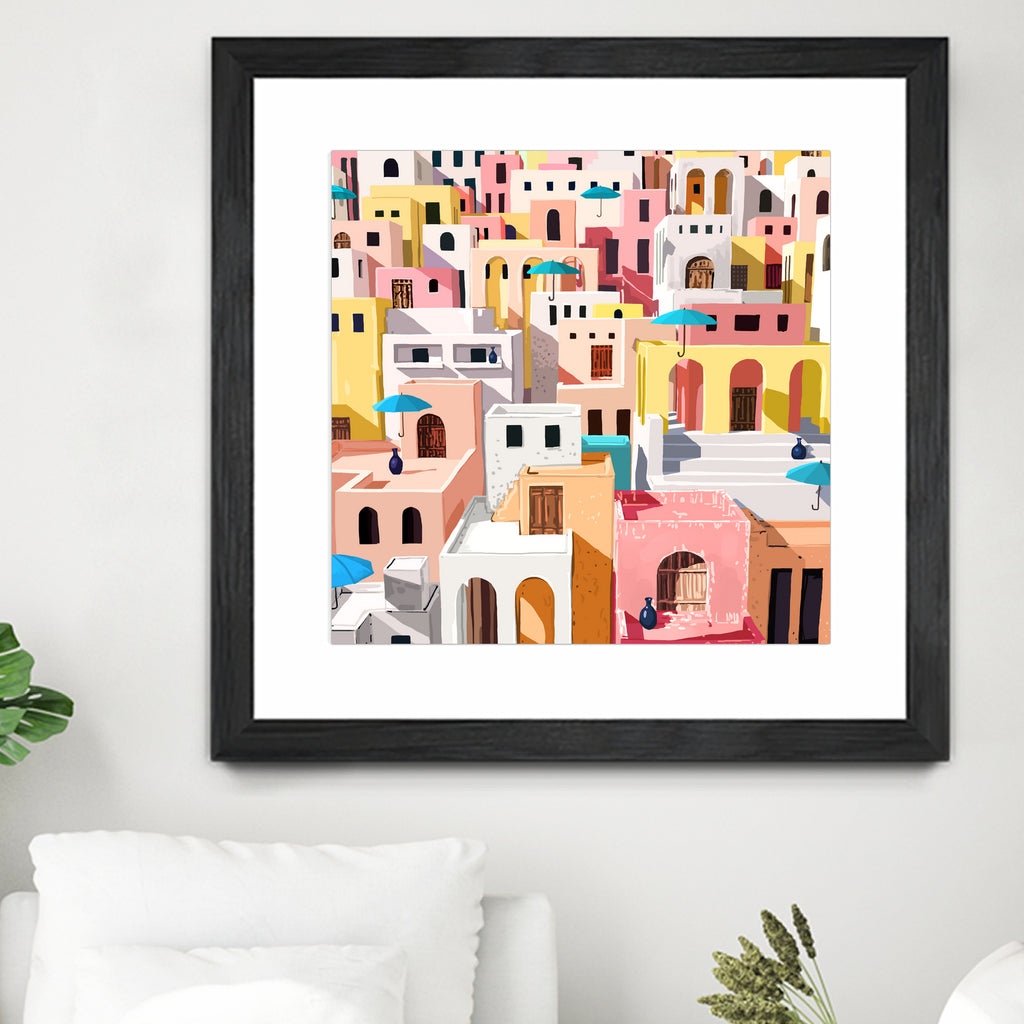 Pastel Cityscape by 83 Oranges on GIANT ART - pink digital greece