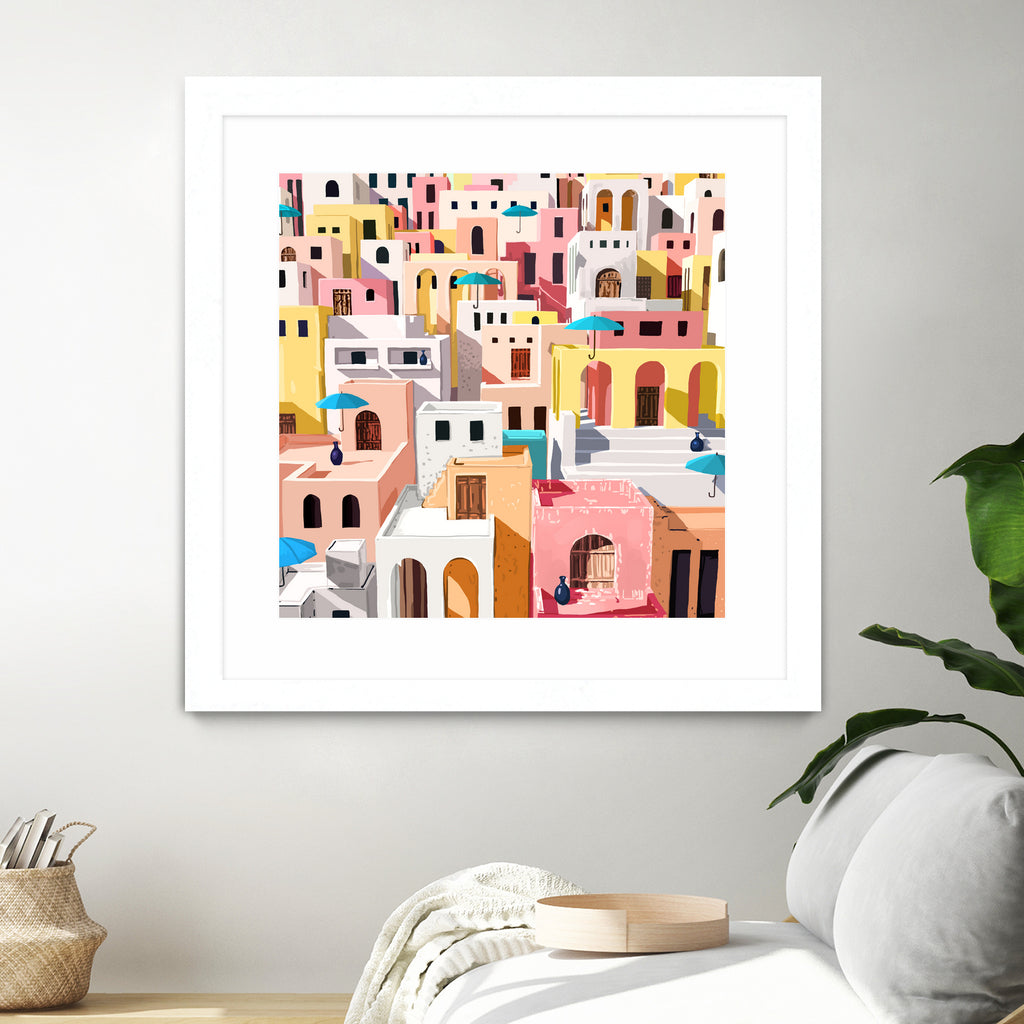 Pastel Cityscape by 83 Oranges on GIANT ART - pink digital greece