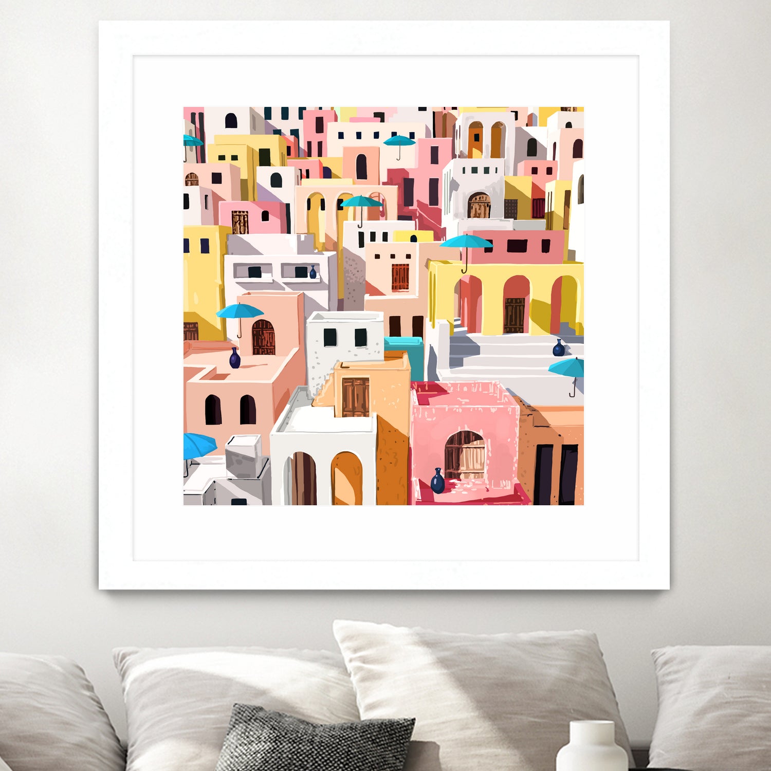 Pastel Cityscape by 83 Oranges on GIANT ART - pink digital greece