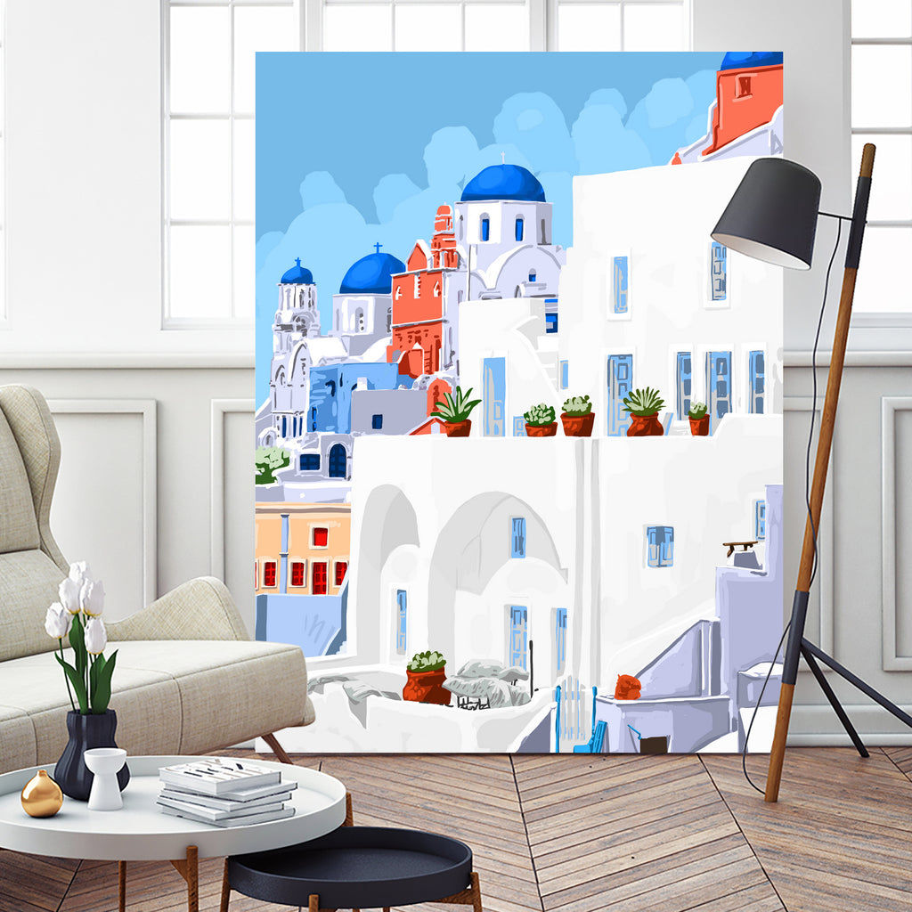 The Santorini Vacay by 83 oranges on GIANT ART - blue digital greece