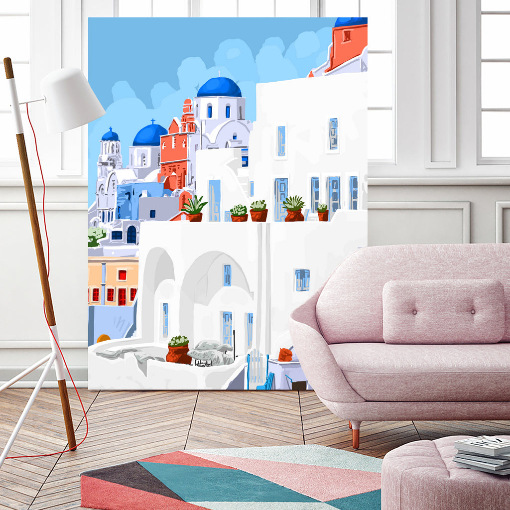 The Santorini Vacay by 83 oranges on GIANT ART - blue digital greece