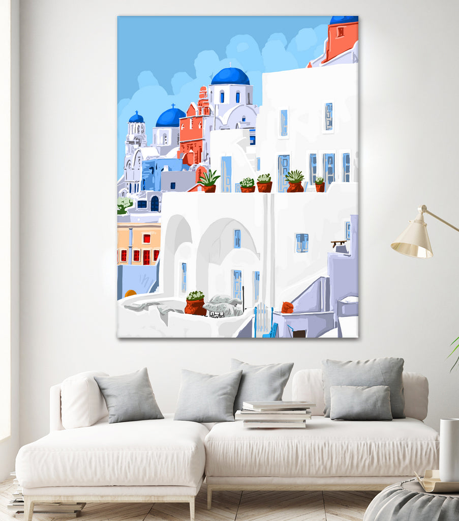 The Santorini Vacay by 83 oranges on GIANT ART - blue digital greece