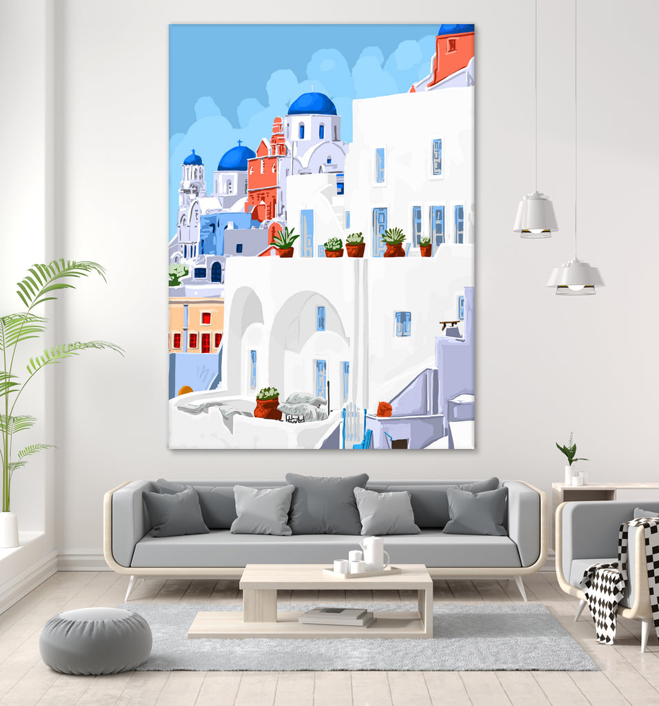 The Santorini Vacay by 83 oranges on GIANT ART - blue digital greece