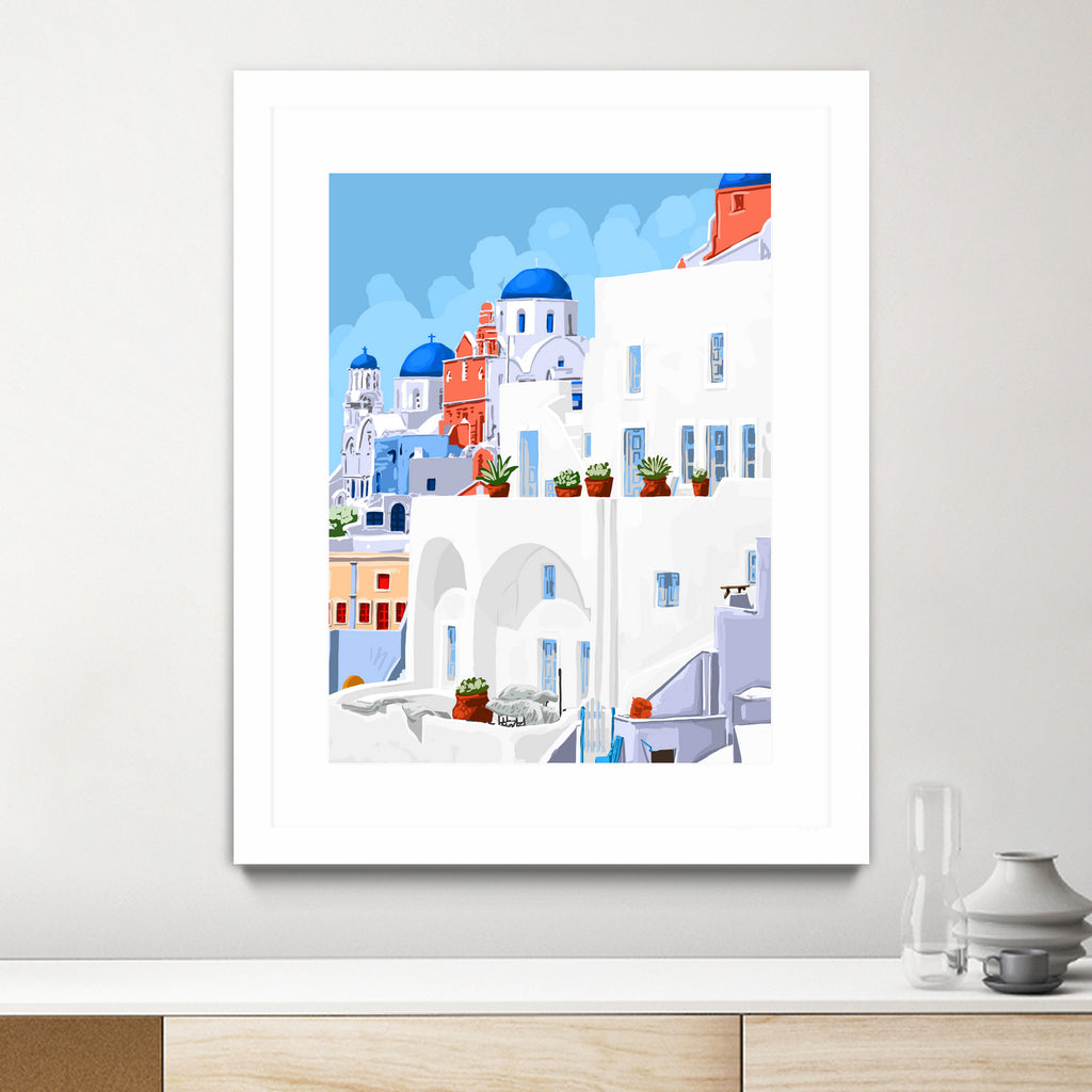 The Santorini Vacay by 83 oranges on GIANT ART - blue digital greece