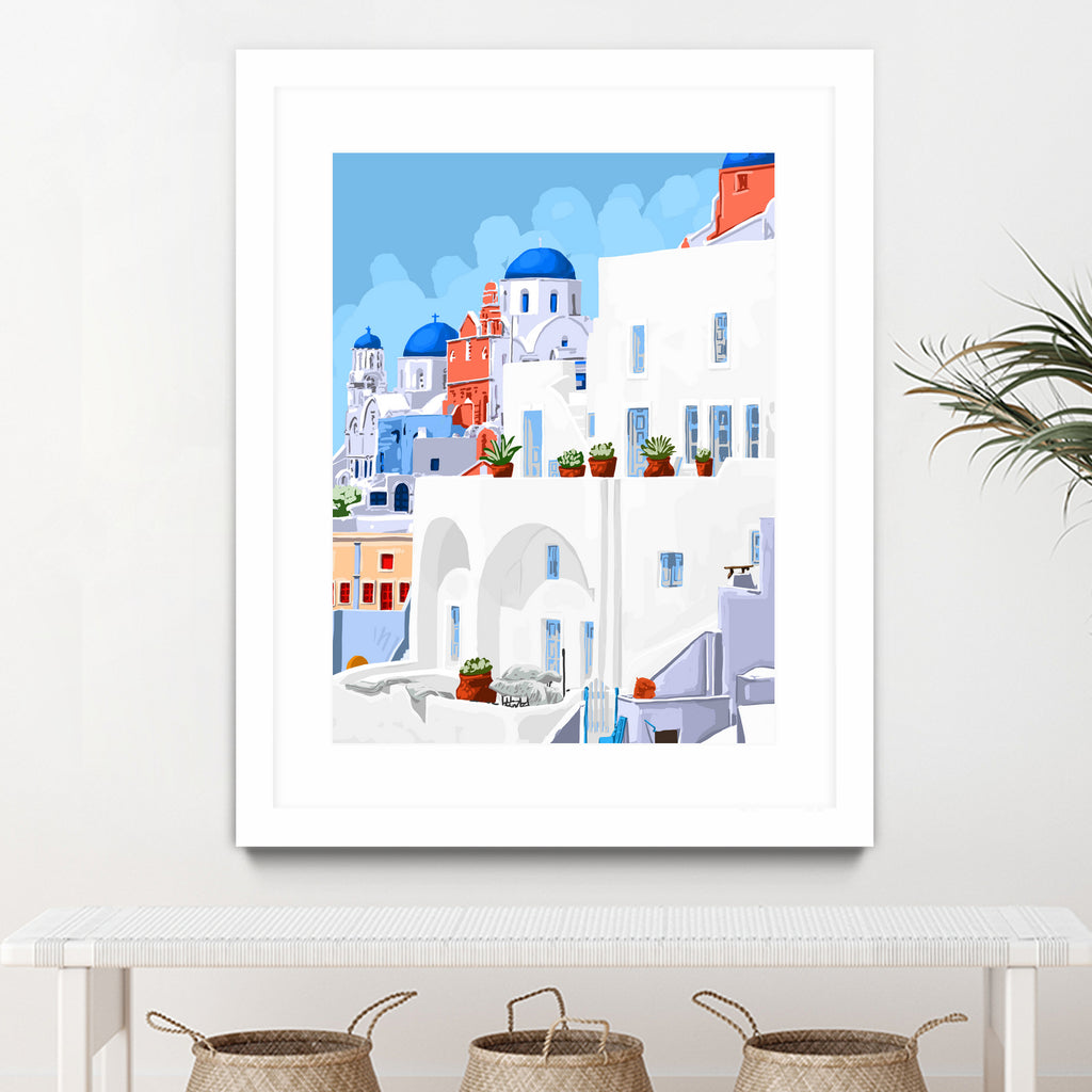 The Santorini Vacay by 83 oranges on GIANT ART - blue digital greece