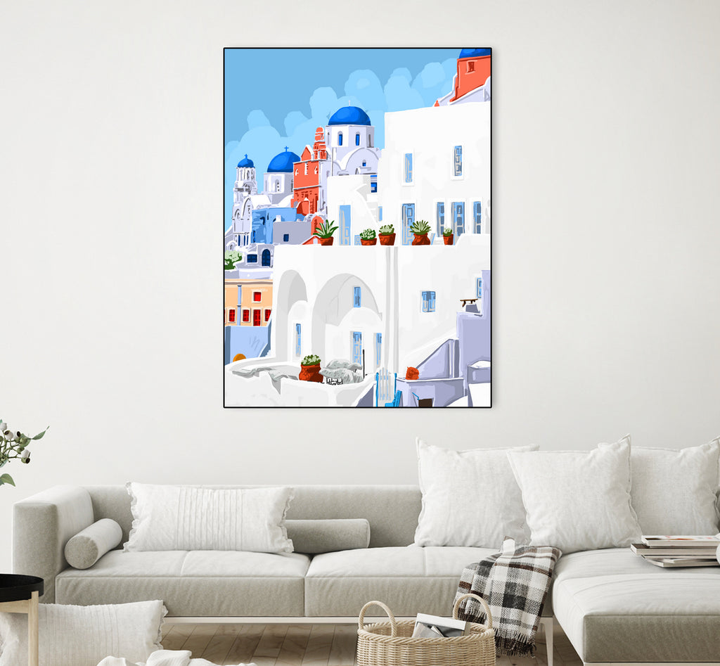 The Santorini Vacay by 83 oranges on GIANT ART - blue digital greece