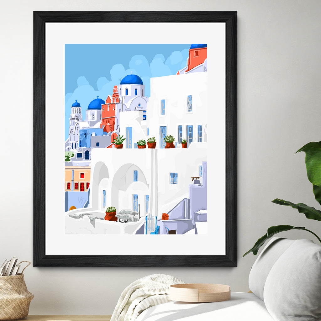 The Santorini Vacay by 83 oranges on GIANT ART - blue digital greece