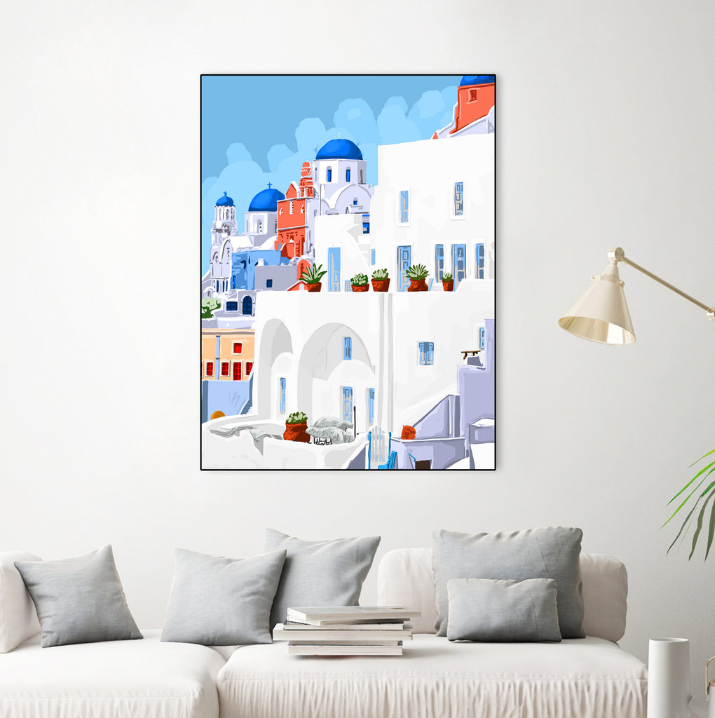 The Santorini Vacay by 83 oranges on GIANT ART - blue digital greece