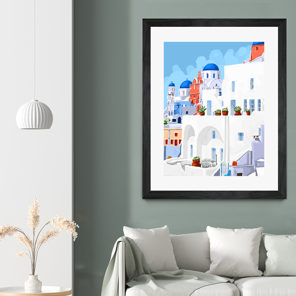 The Santorini Vacay by 83 oranges on GIANT ART - blue digital greece