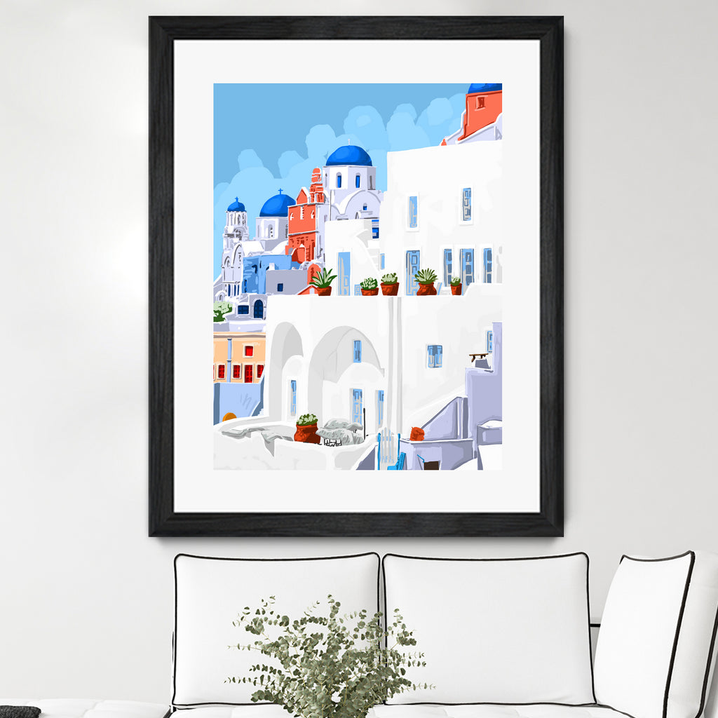 The Santorini Vacay by 83 oranges on GIANT ART - blue digital greece