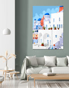 The Santorini Vacay by 83 oranges on GIANT ART - blue digital greece