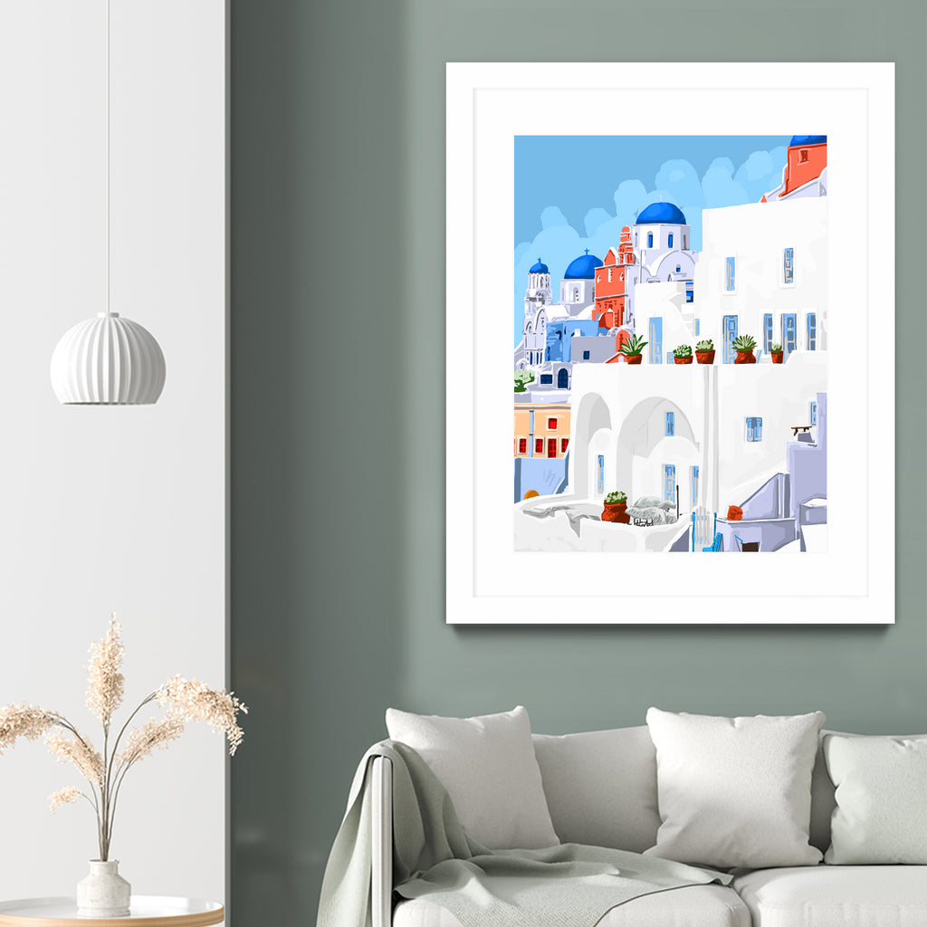 The Santorini Vacay by 83 oranges on GIANT ART - blue digital greece