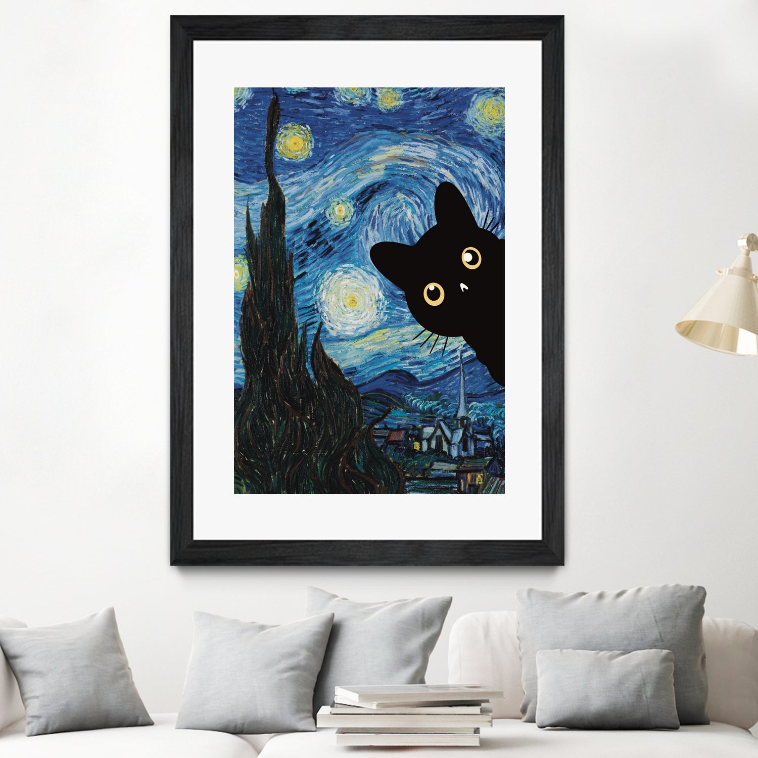 Starry Night Cat by Edson Ramos on GIANT ART