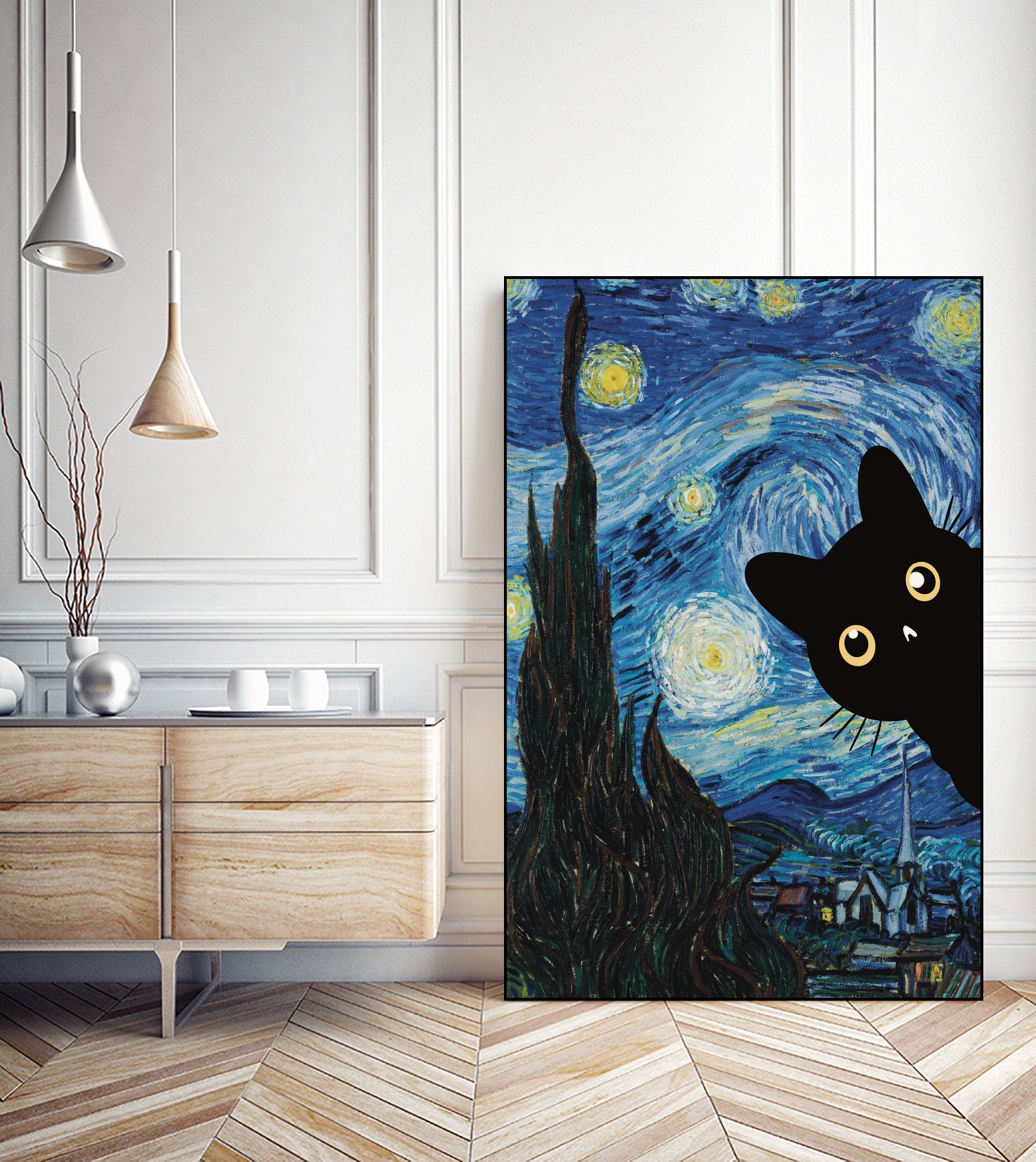 Starry Night Cat by Edson Ramos on GIANT ART