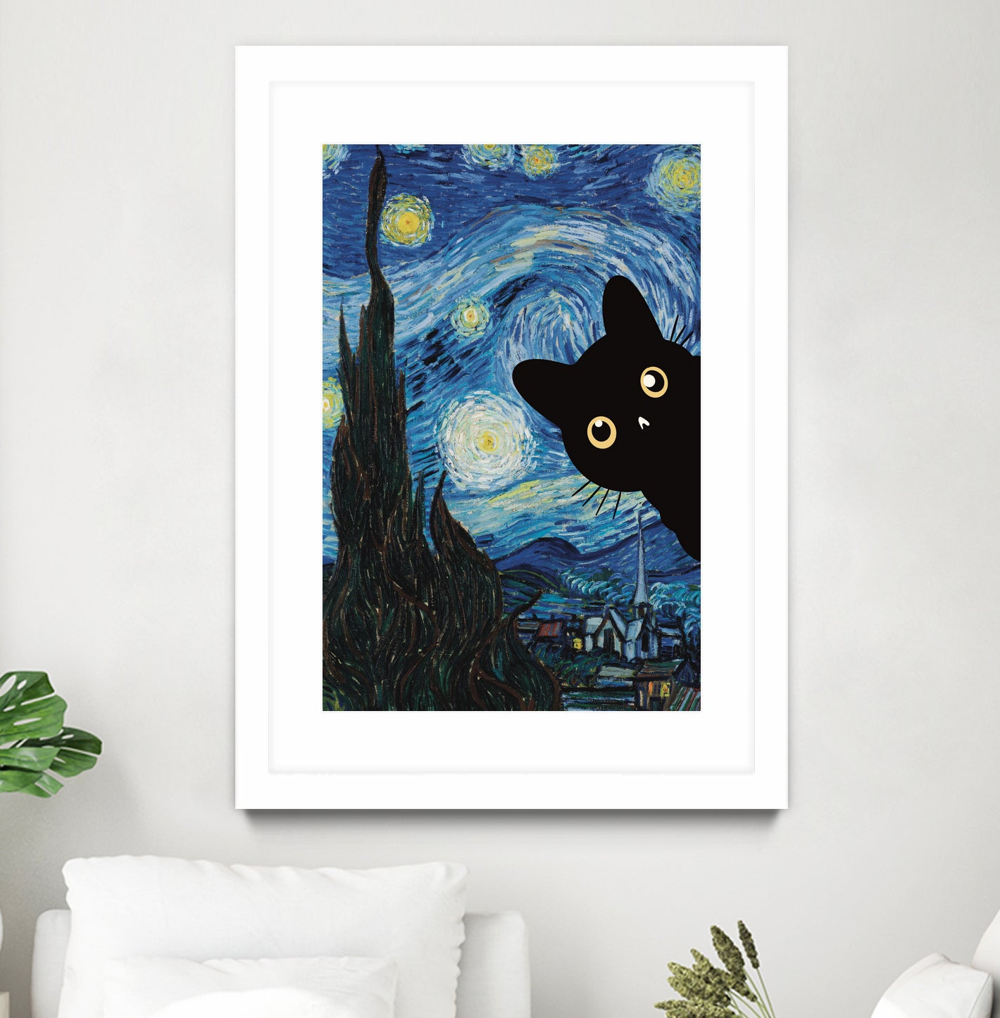 Starry Night Cat by Edson Ramos on GIANT ART