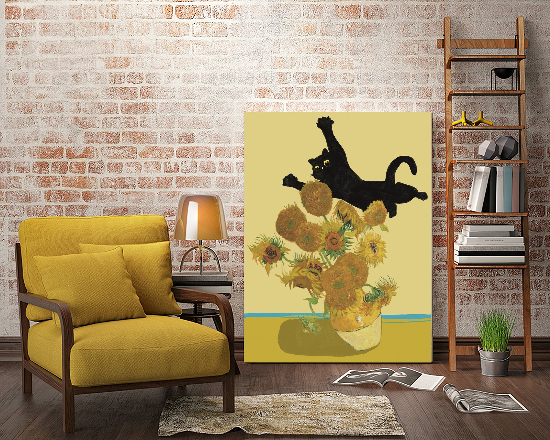 Cat in Sunflower by Edson Ramos on GIANT ART