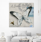 Lonely Butterfly White by David Loblaw on GIANT ART - white typography