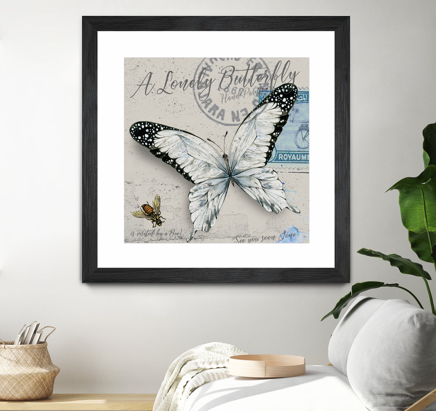 Lonely Butterfly White by David Loblaw on GIANT ART - white typography