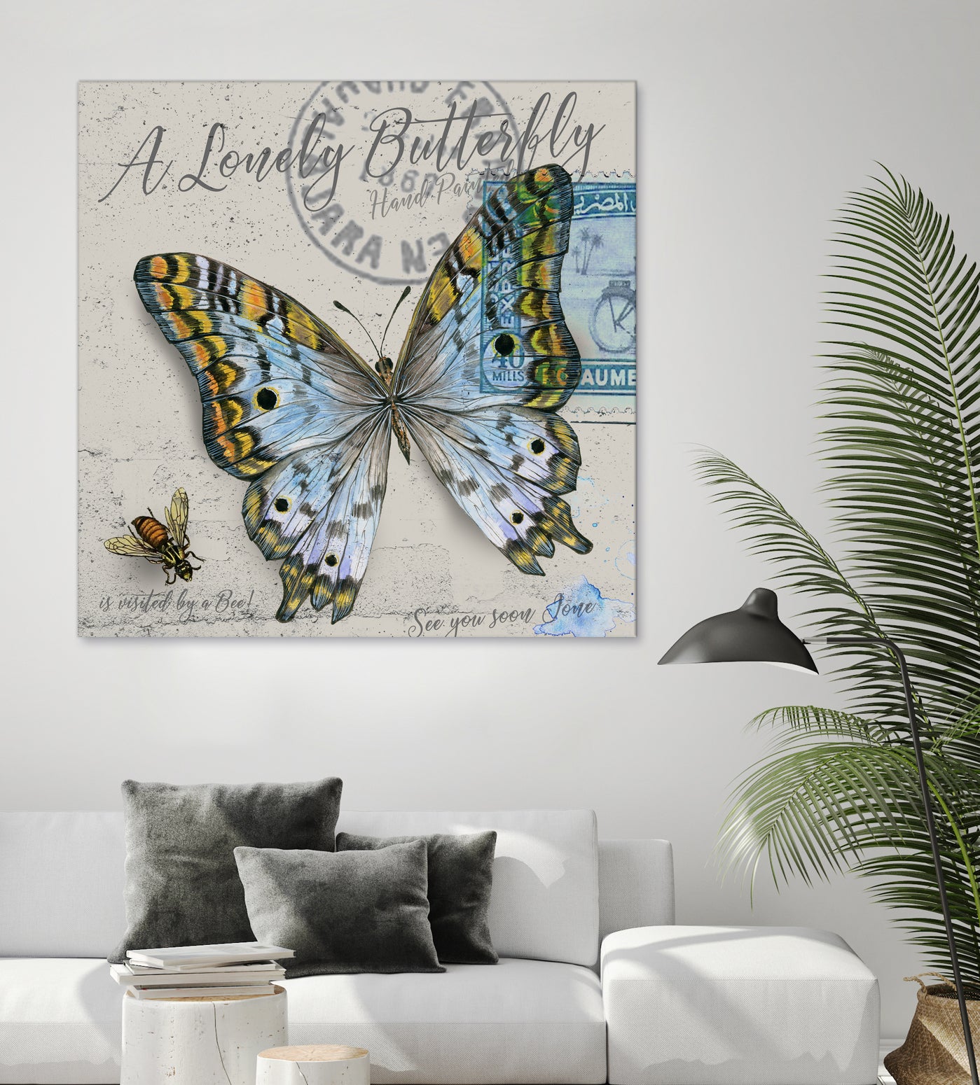 Lonely Butterfly Blue by David Loblaw on GIANT ART - blue photo illustration