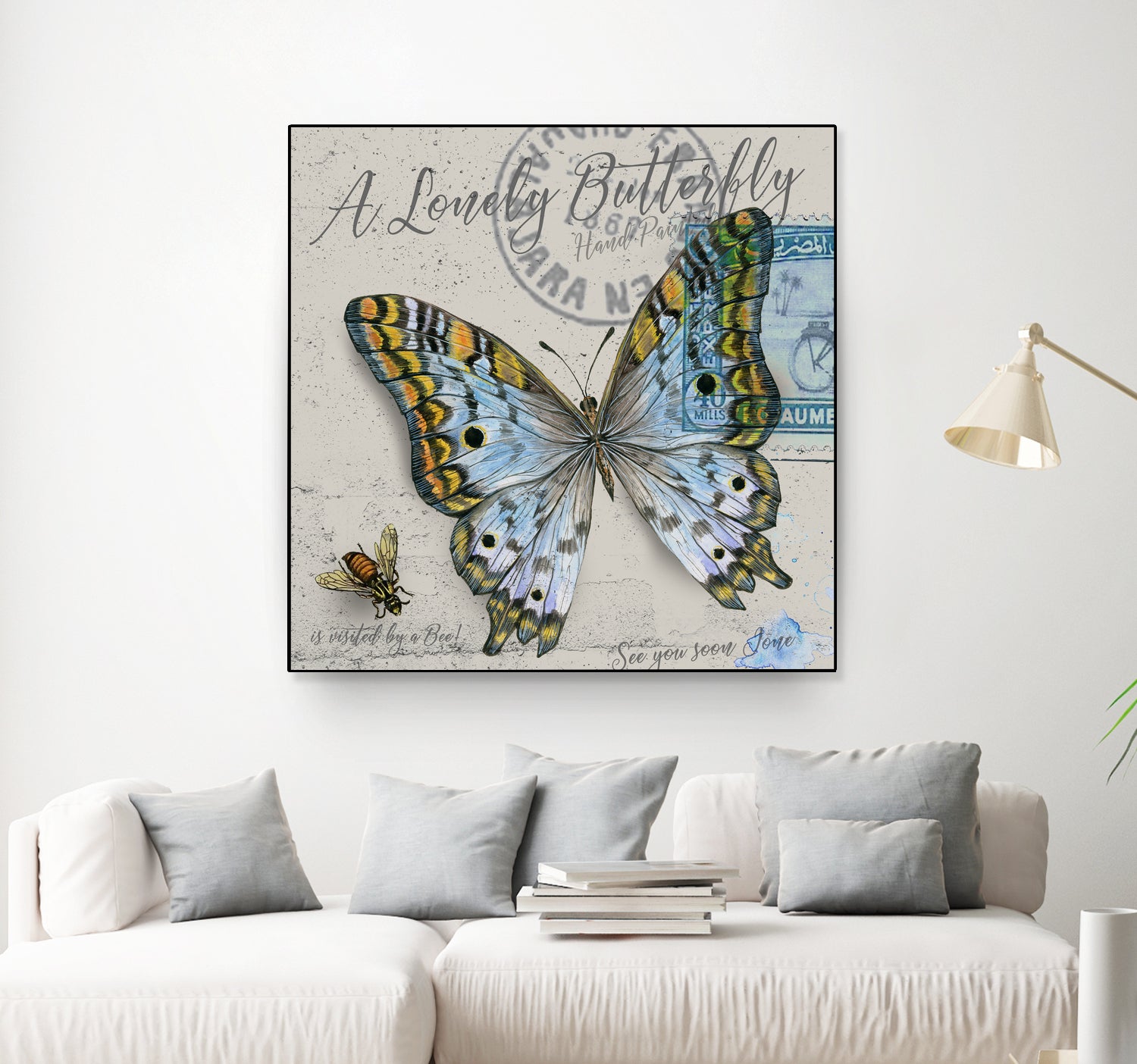 Lonely Butterfly Blue by David Loblaw on GIANT ART - blue photo illustration