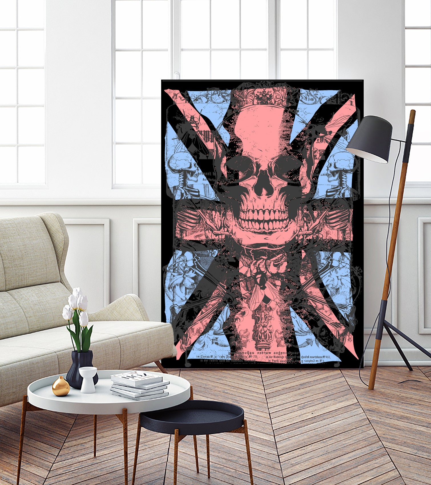 english flag skull by Sergio Marques on GIANT ART - red mixed media