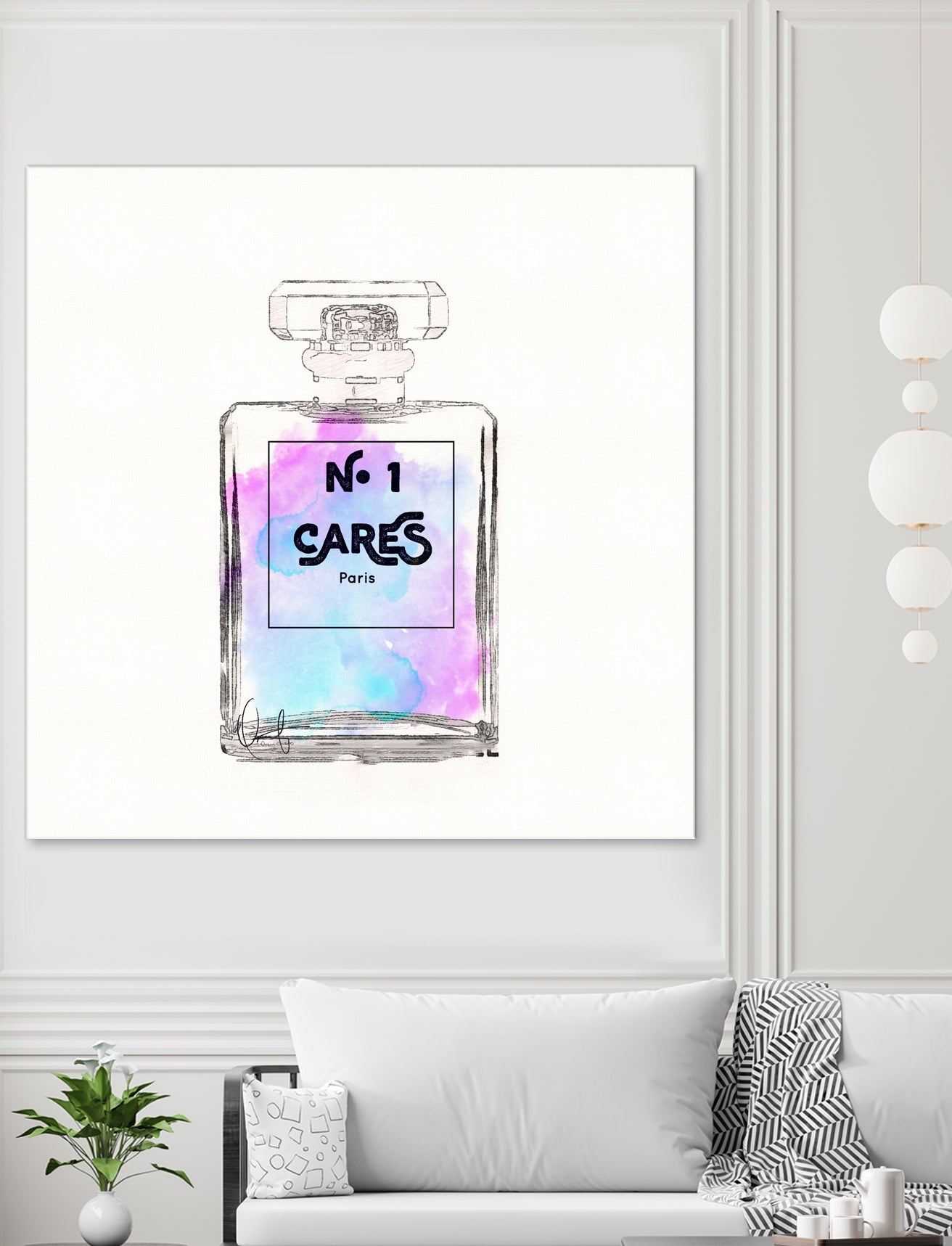 N.1 Cares Perfume-Watercolor by Oriana Cordero on GIANT ART - fuchsia digital drawing