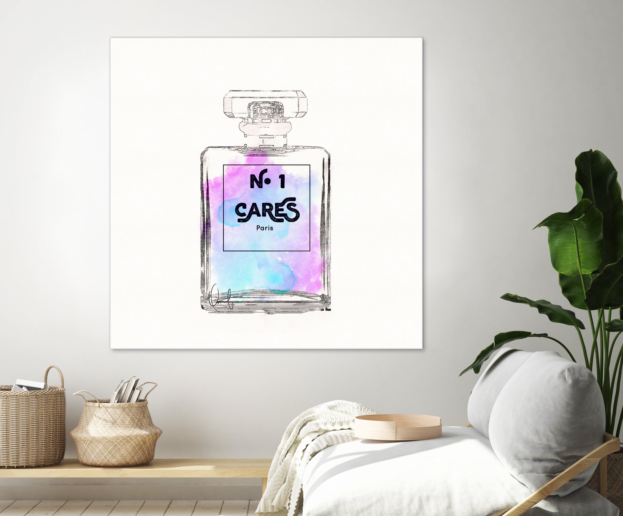 N.1 Cares Perfume-Watercolor by Oriana Cordero on GIANT ART - fuchsia digital drawing