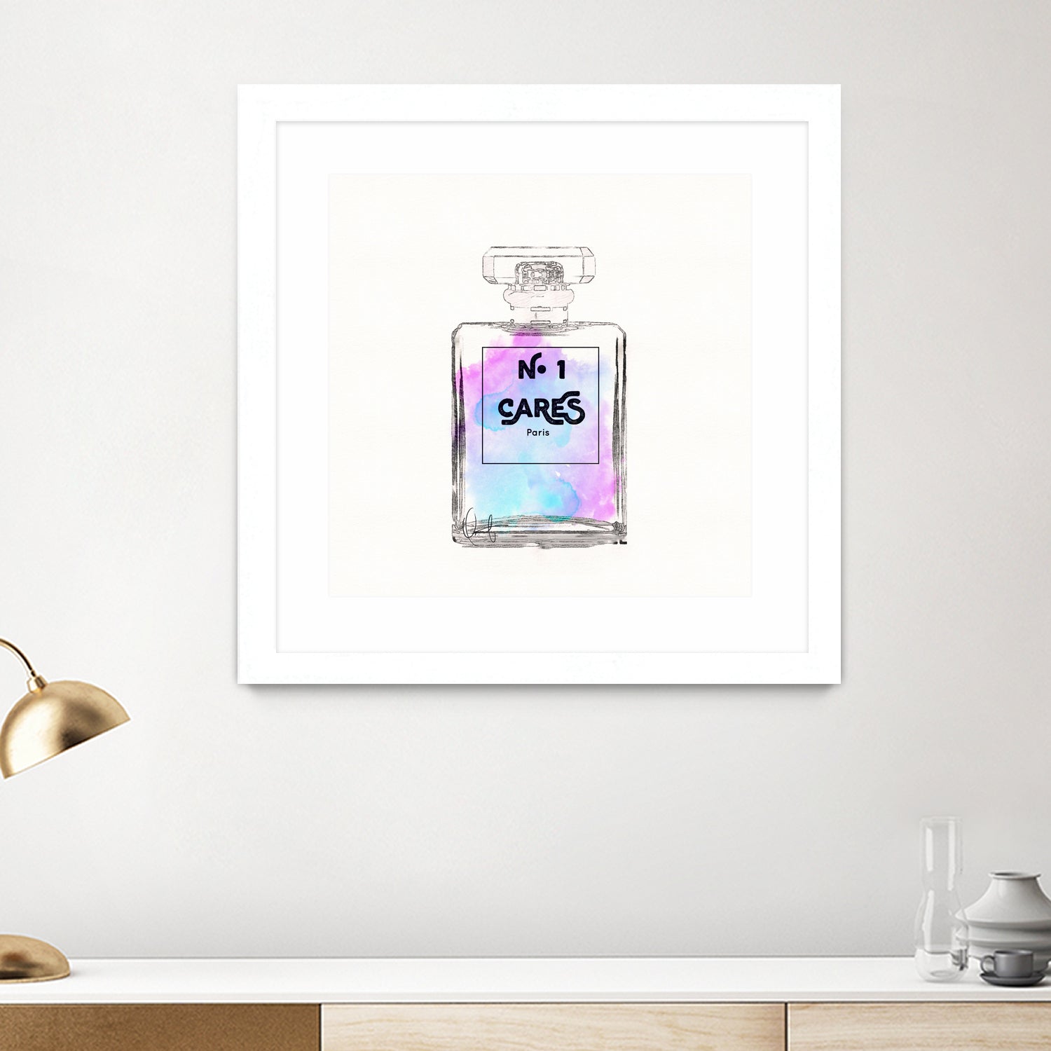 N.1 Cares Perfume-Watercolor by Oriana Cordero on GIANT ART - fuchsia digital drawing