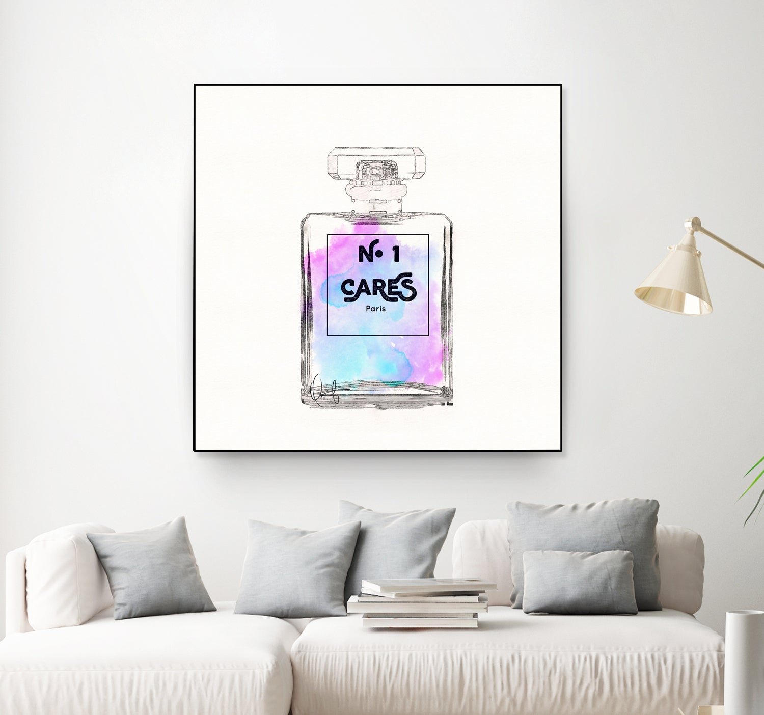 N.1 Cares Perfume-Watercolor by Oriana Cordero on GIANT ART - fuchsia digital drawing