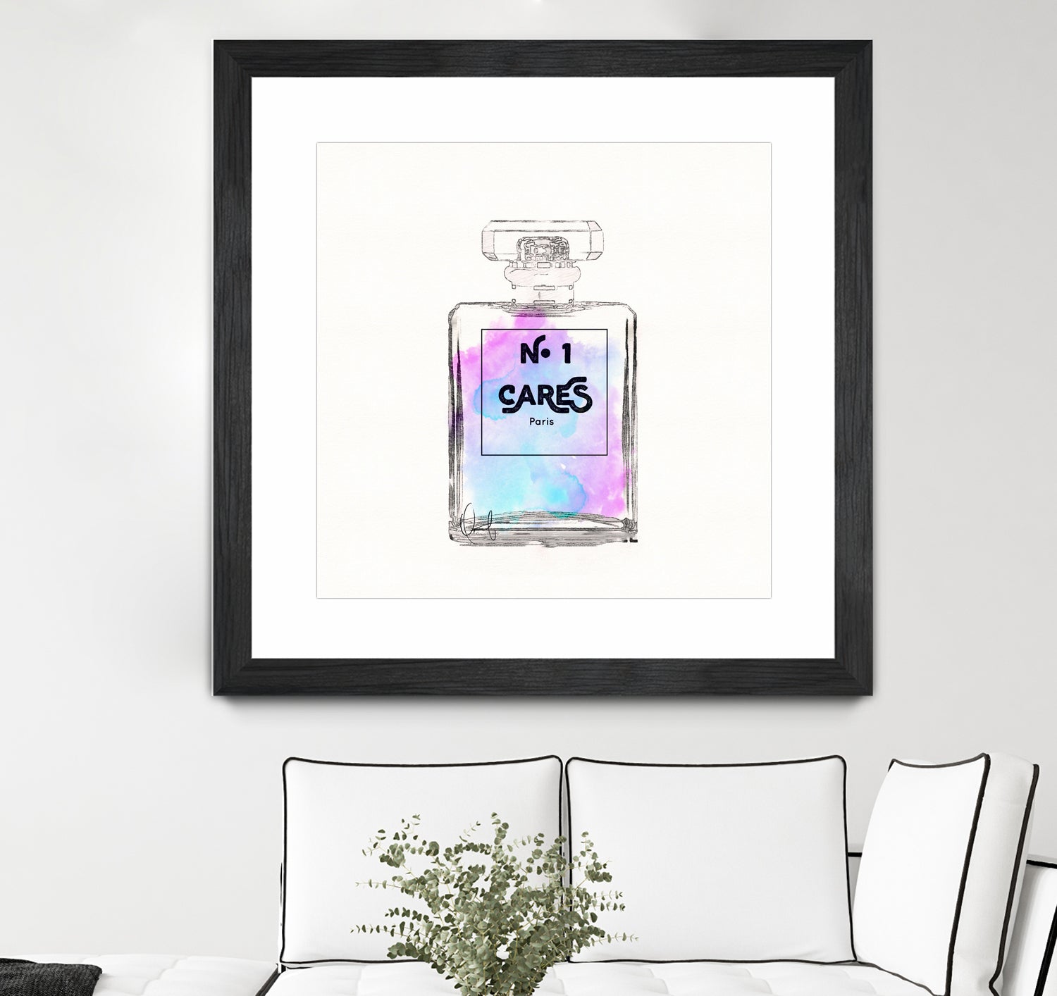 N.1 Cares Perfume-Watercolor by Oriana Cordero on GIANT ART - fuchsia digital drawing