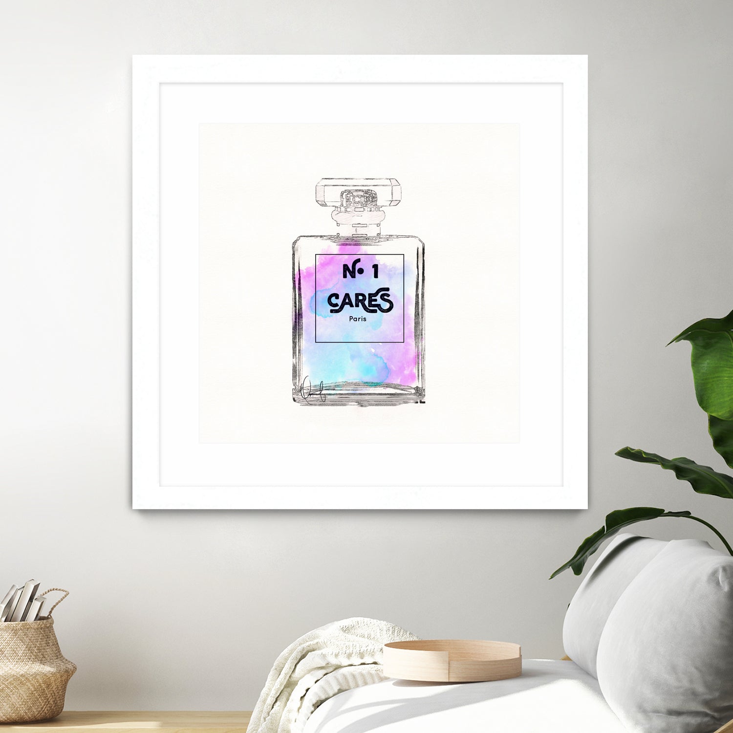 N.1 Cares Perfume-Watercolor by Oriana Cordero on GIANT ART - fuchsia digital drawing