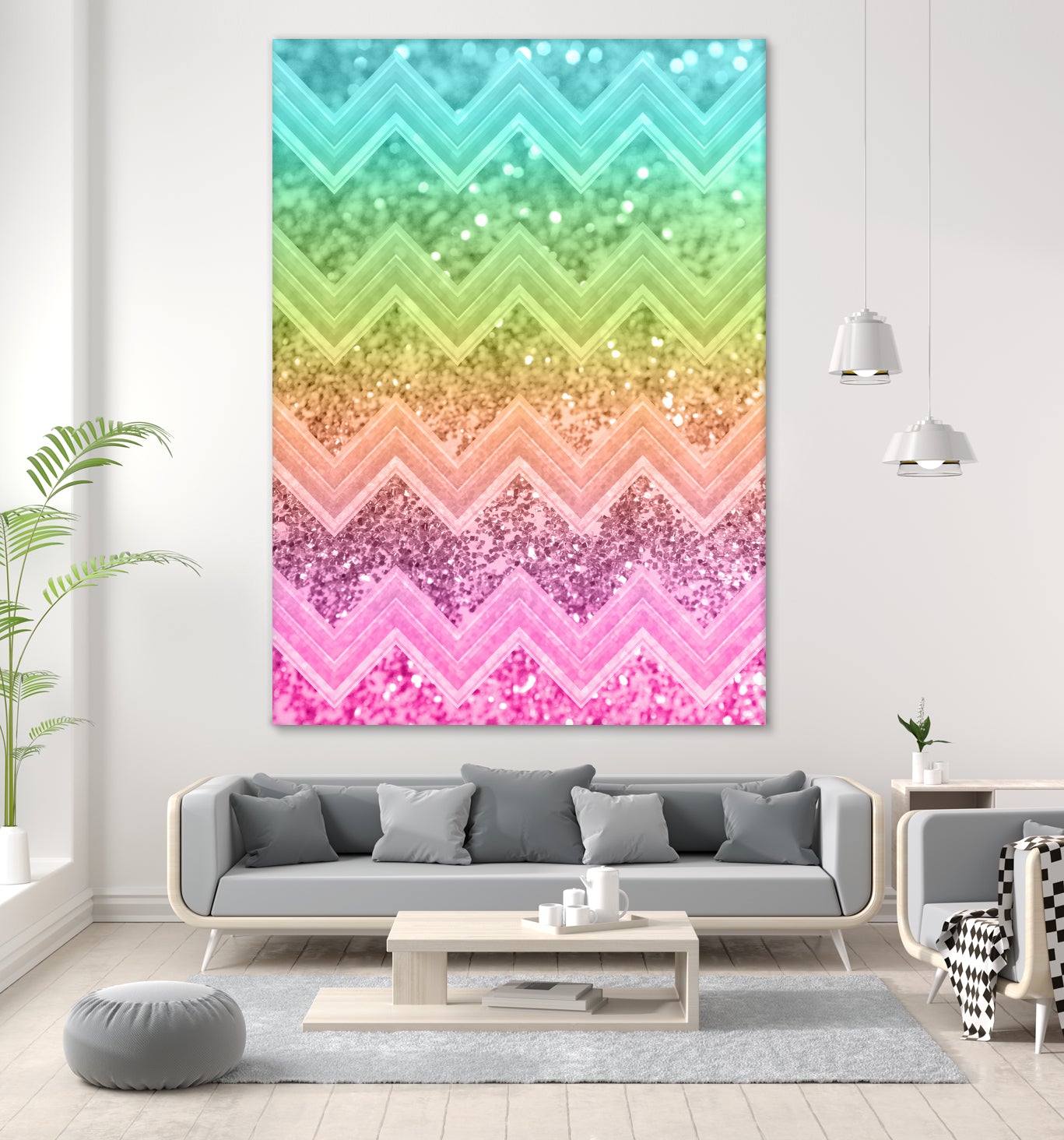 Rainbow Glitter Chevron #1 #shiny #decor #art by Anita & Bella Jantz on GIANT ART - orange photo illustration