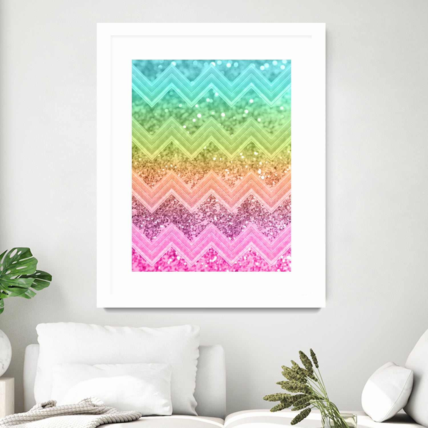 Rainbow Glitter Chevron #1 #shiny #decor #art by Anita & Bella Jantz on GIANT ART - orange photo illustration