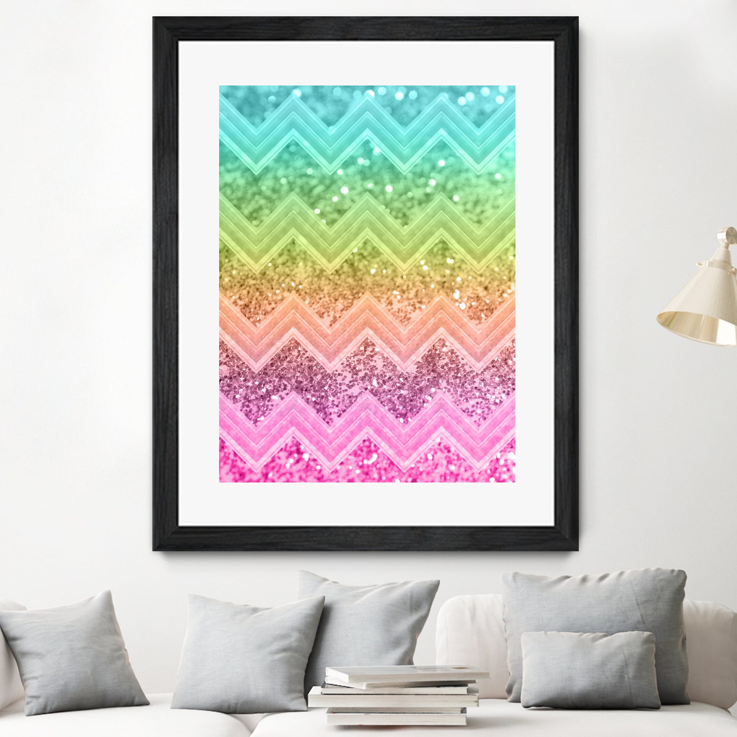 Rainbow Glitter Chevron #1 #shiny #decor #art by Anita & Bella Jantz on GIANT ART - orange photo illustration