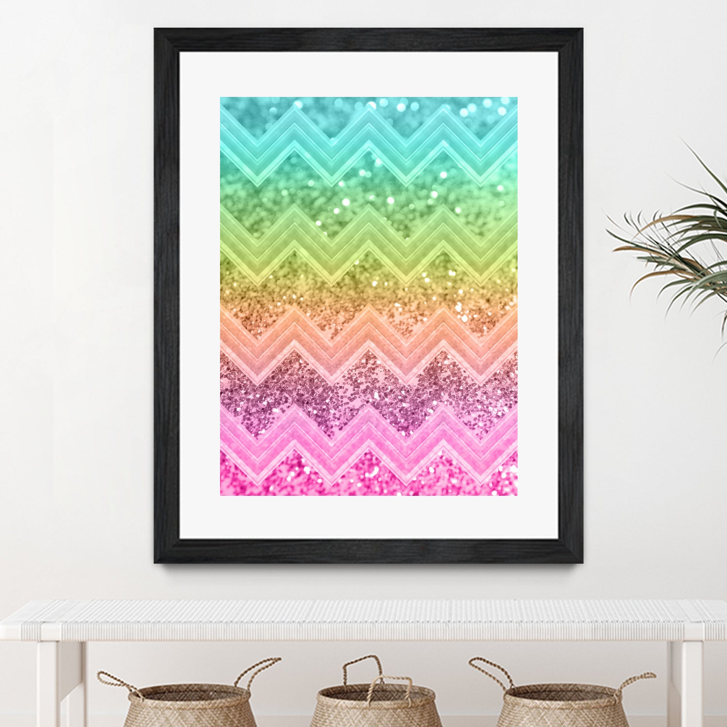 Rainbow Glitter Chevron #1 #shiny #decor #art by Anita & Bella Jantz on GIANT ART - orange photo illustration