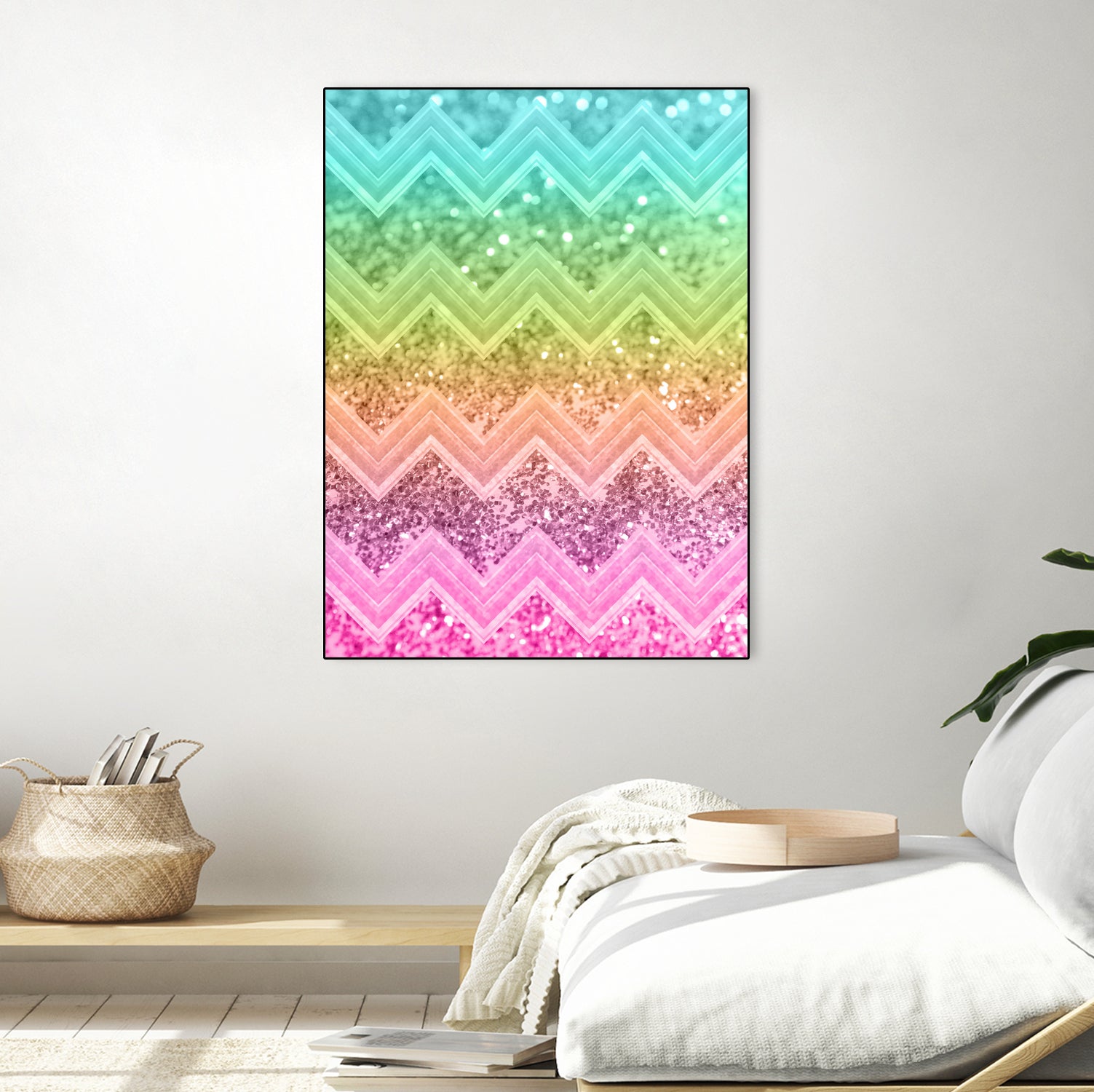 Rainbow Glitter Chevron #1 #shiny #decor #art by Anita & Bella Jantz on GIANT ART - orange photo illustration