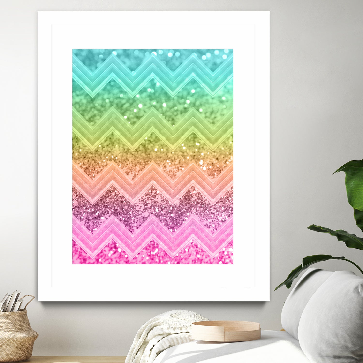 Rainbow Glitter Chevron #1 #shiny #decor #art by Anita & Bella Jantz on GIANT ART - orange photo illustration