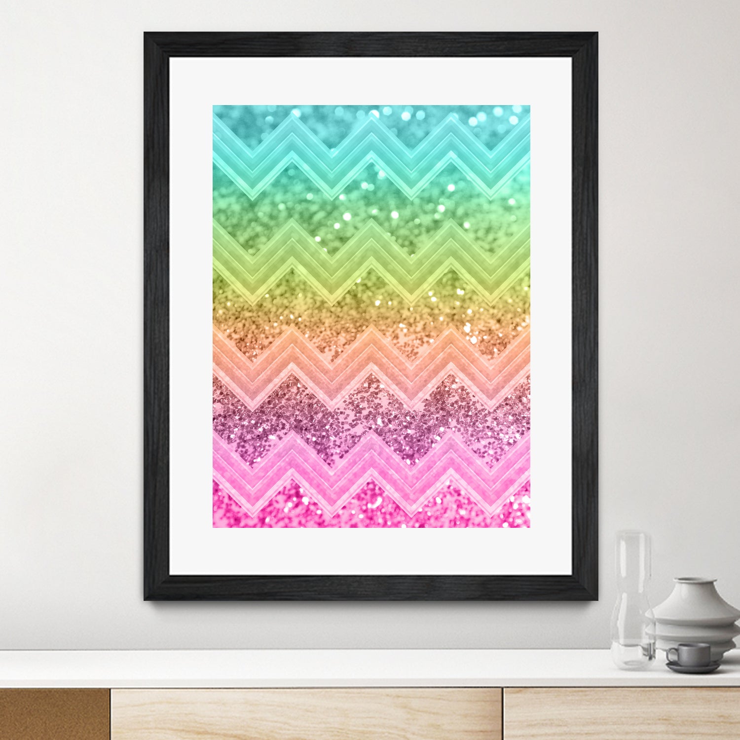 Rainbow Glitter Chevron #1 #shiny #decor #art by Anita & Bella Jantz on GIANT ART - orange photo illustration